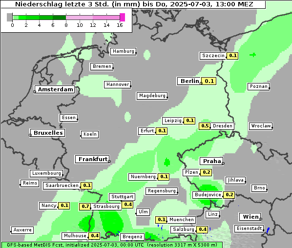 Niederschlag, 3. 7. 2025