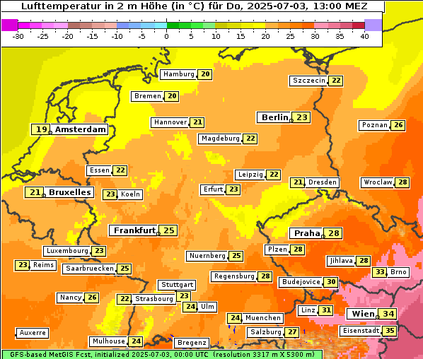 Temperatur, 3. 7. 2025