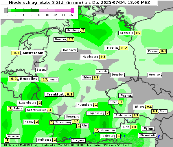 Niederschlag, 24. 7. 2025