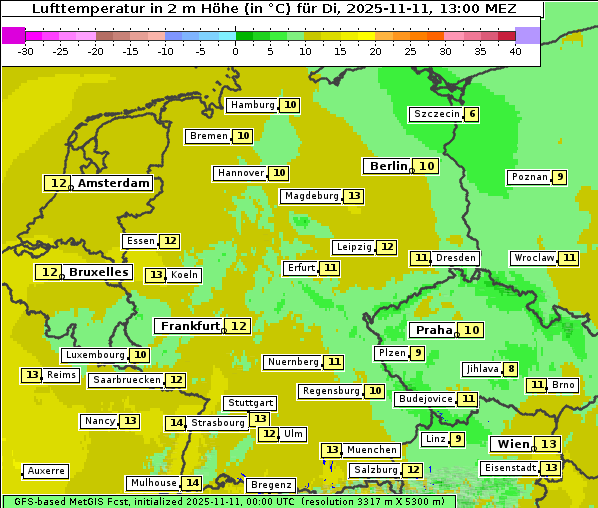 Temperatur, 11. 11. 2025