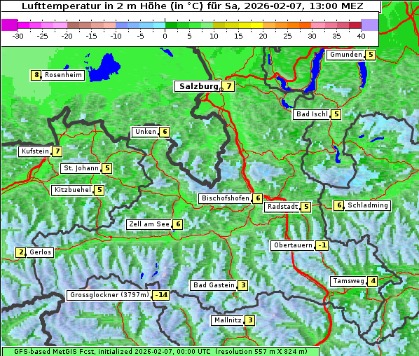 Temperatur, 7. 2. 2026