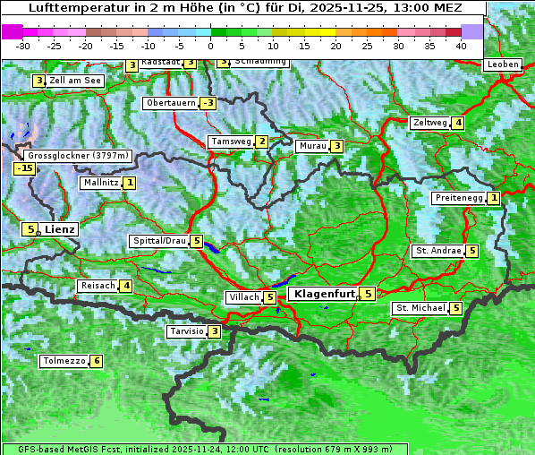 Temperatur, 25. 11. 2025