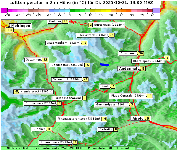 Temperatur, 21. 10. 2025