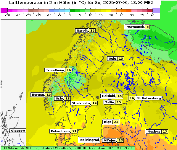 Temperatur, 6. 7. 2025
