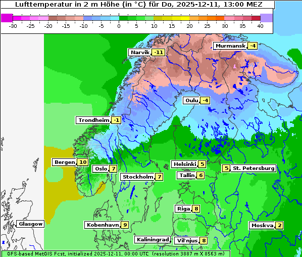 Temperatur, 11. 12. 2025