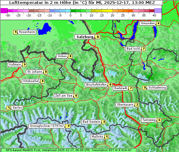 Temperatur, 17. 12. 2025