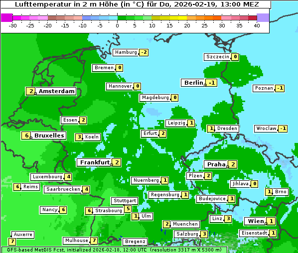 Temperatur, 19. 2. 2026