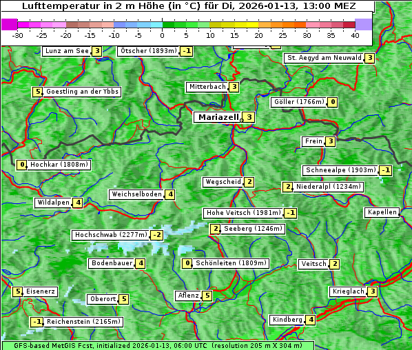Temperatur, 13. 1. 2026