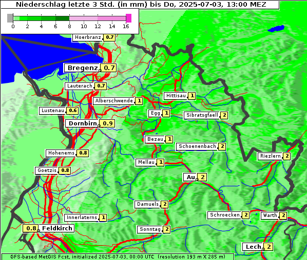 Niederschlag, 3. 7. 2025