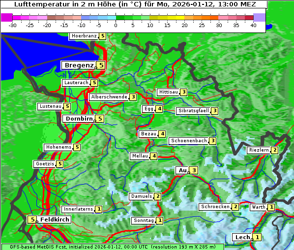 Temperatur, 12. 1. 2026