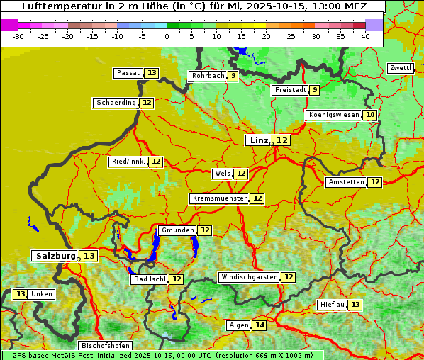 Temperatur, 15. 10. 2025