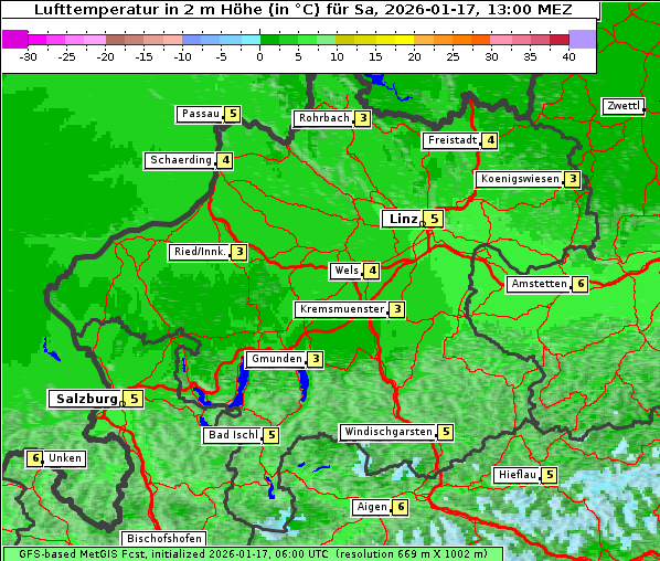 Temperatur, 17. 1. 2026
