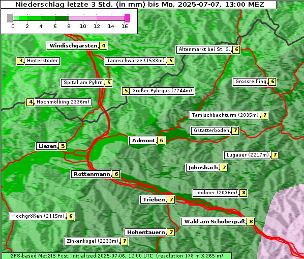 Niederschlag, 7. 7. 2025