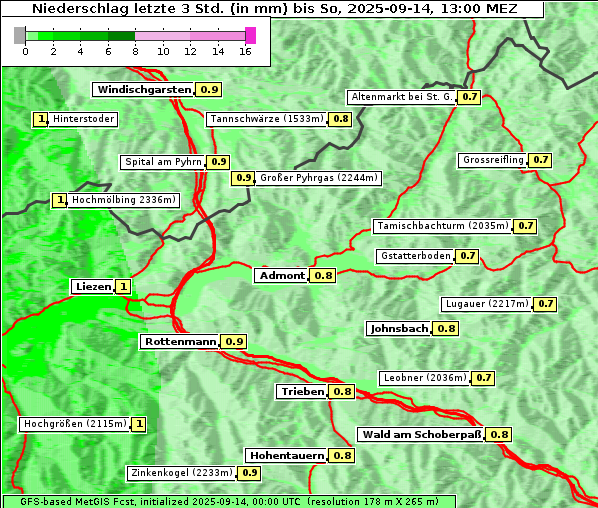 Niederschlag, 14. 9. 2025