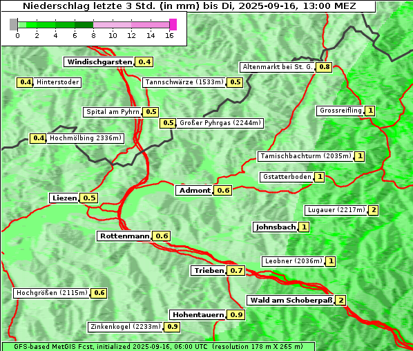 Niederschlag, 16. 9. 2025