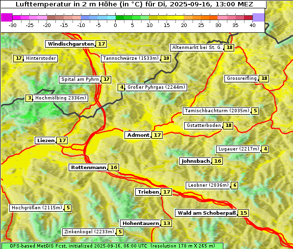 Temperatur, 16. 9. 2025