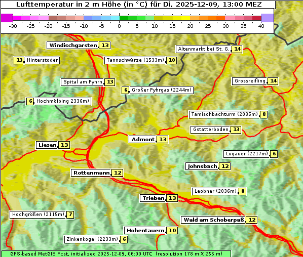 Temperatur, 9. 12. 2025
