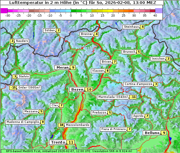 Temperatur, 8. 2. 2026