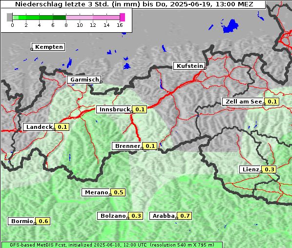 Niederschlag, 19. 6. 2025