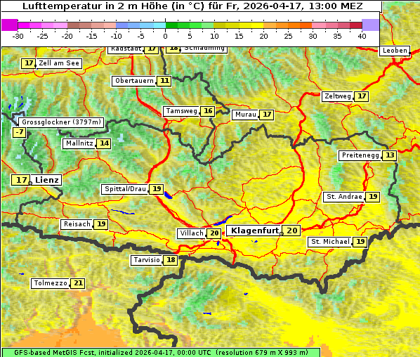 Temperatur, 17. 4. 2026