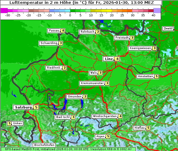 Temperatur, 30. 1. 2026