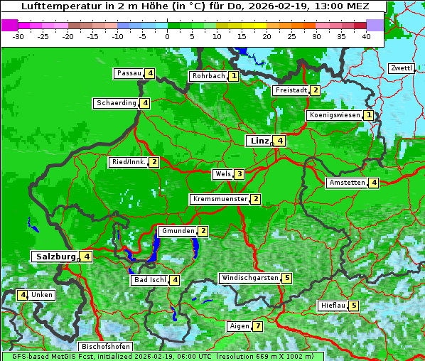 Temperatur, 19. 2. 2026