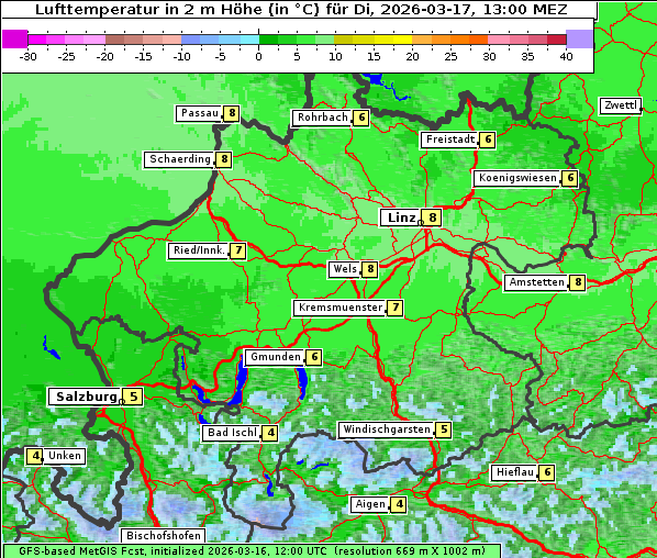 Temperatur, 17. 3. 2026
