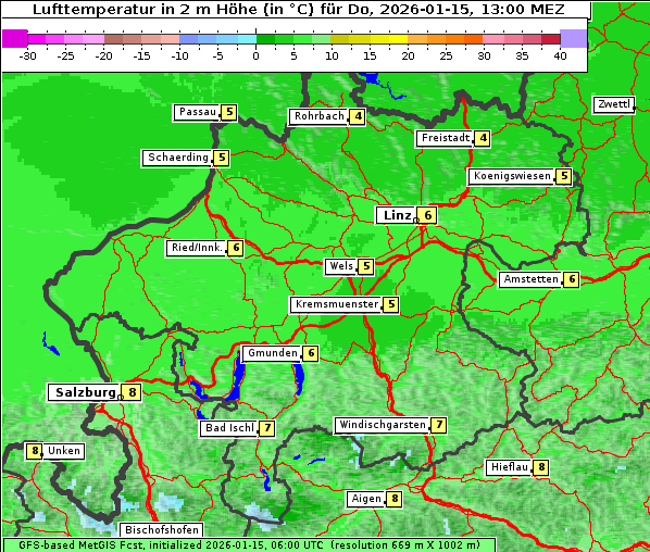 Temperatur, 15. 1. 2026