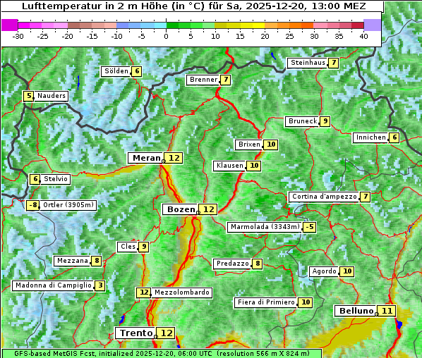 Temperatur, 20. 12. 2025