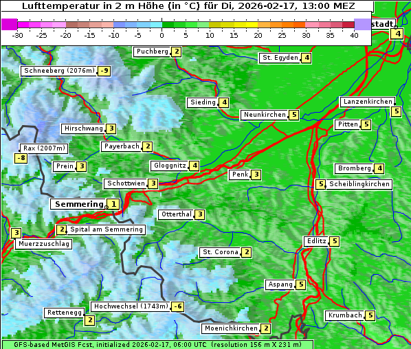 Temperatur, 17. 2. 2026