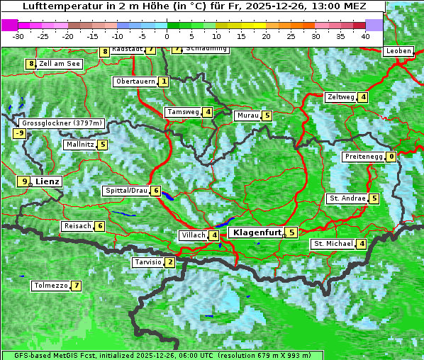 Temperatur, 26. 12. 2025