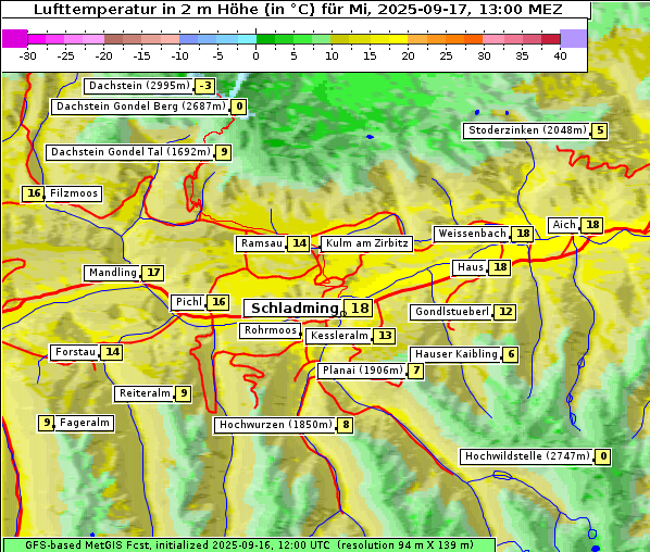 Temperatur, 17. 9. 2025