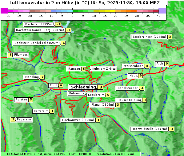 Temperatur, 30. 11. 2025