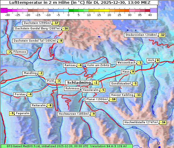 Temperatur, 30. 12. 2025