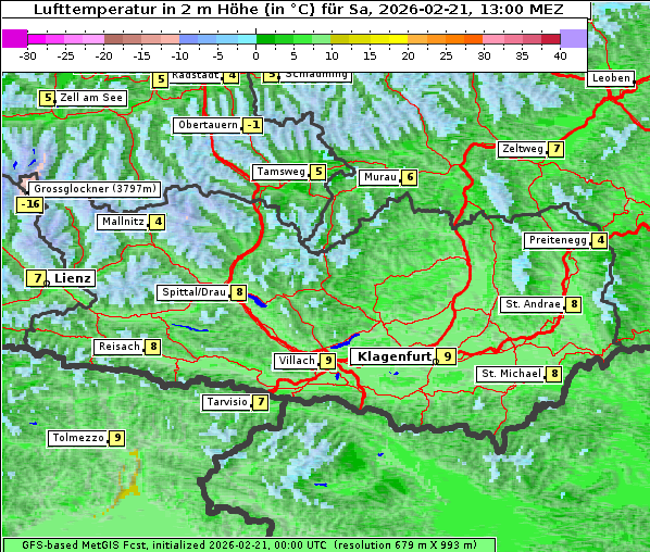 Temperatur, 21. 2. 2026