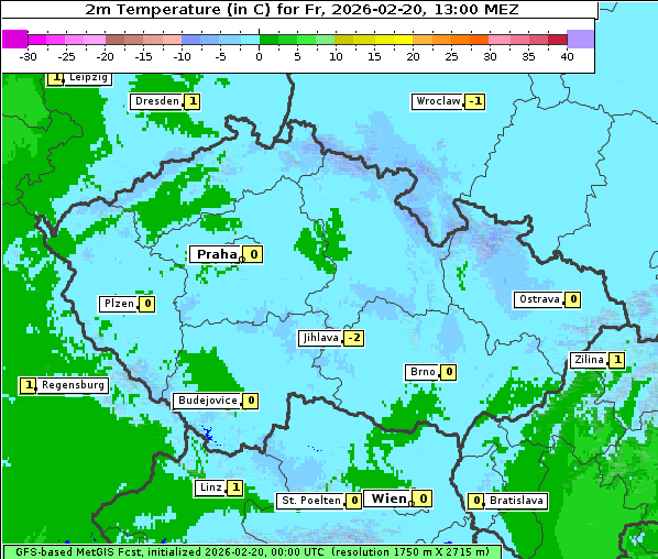 Temperatur, 20. 2. 2026