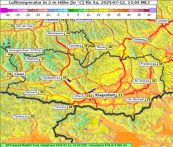Temperatur, 12. 7. 2025