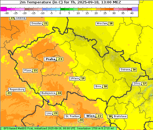 Temperatur, 18. 9. 2025