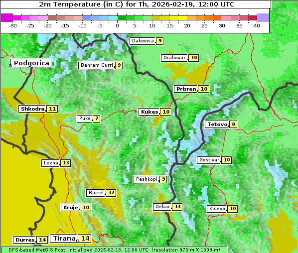 Temperatur, 19. 2. 2026