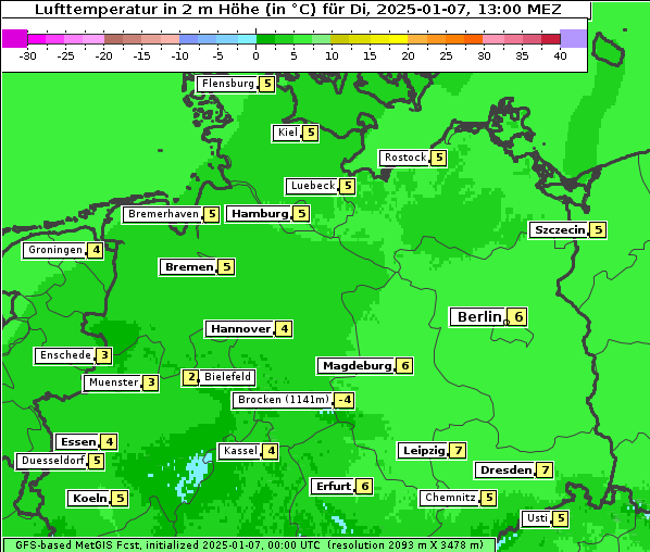 Temperatur, 7. 1. 2025