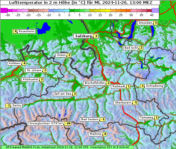 Temperatur, 20. 11. 2024