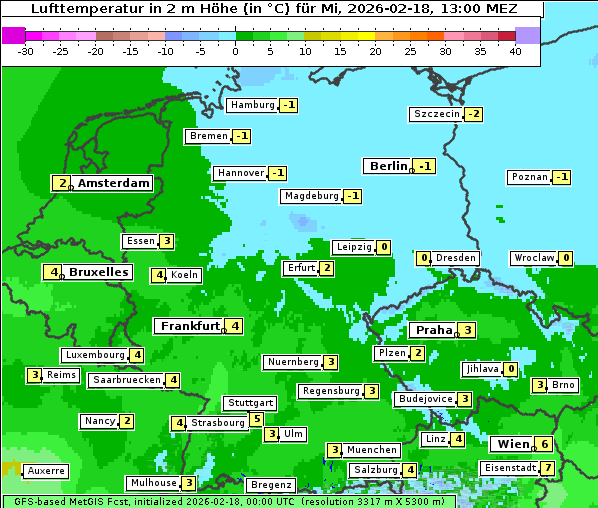 Temperatur, 18. 2. 2026