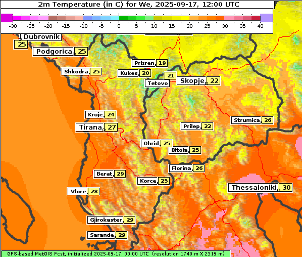 Temperatur, 17. 9. 2025