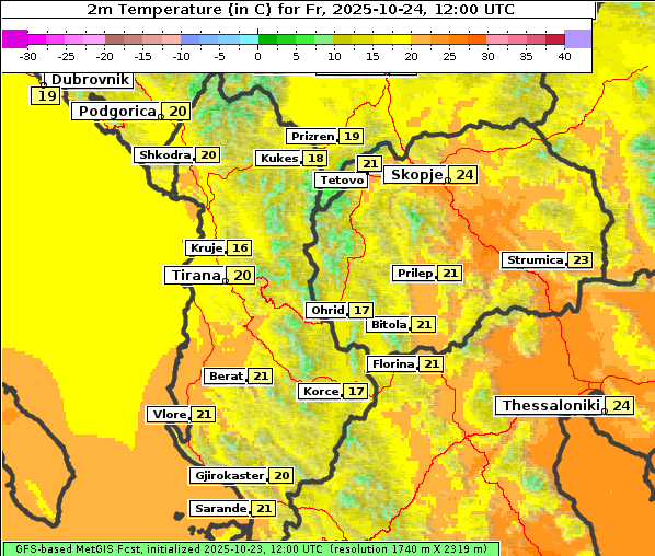 Temperatur, 24. 10. 2025