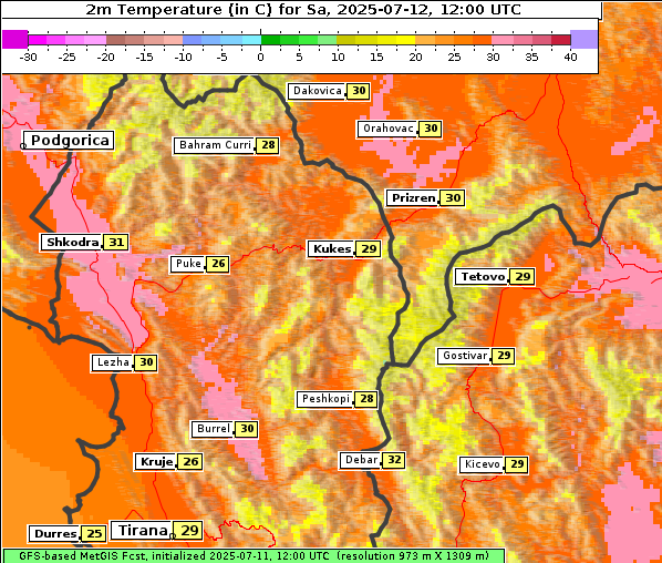 Temperatur, 12. 7. 2025