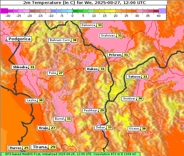 Temperatur, 27. 8. 2025