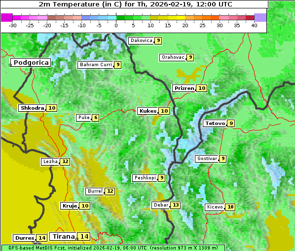 Temperatur, 19. 2. 2026