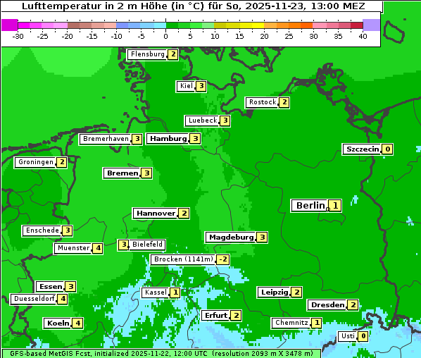Temperatur, 23. 11. 2025