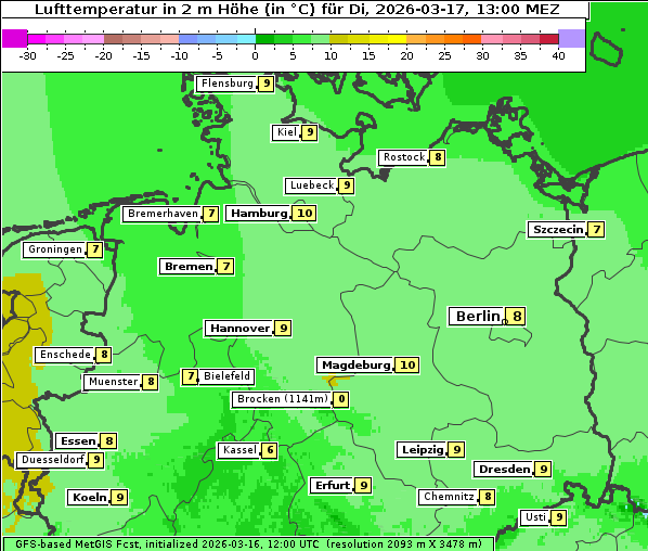 Temperatur, 17. 3. 2026