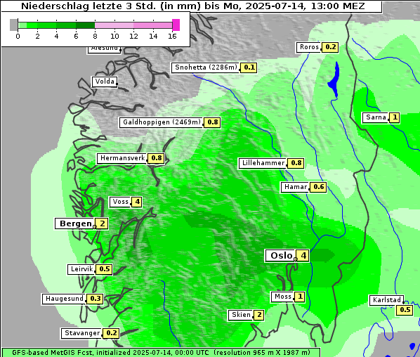 Niederschlag, 14. 7. 2025